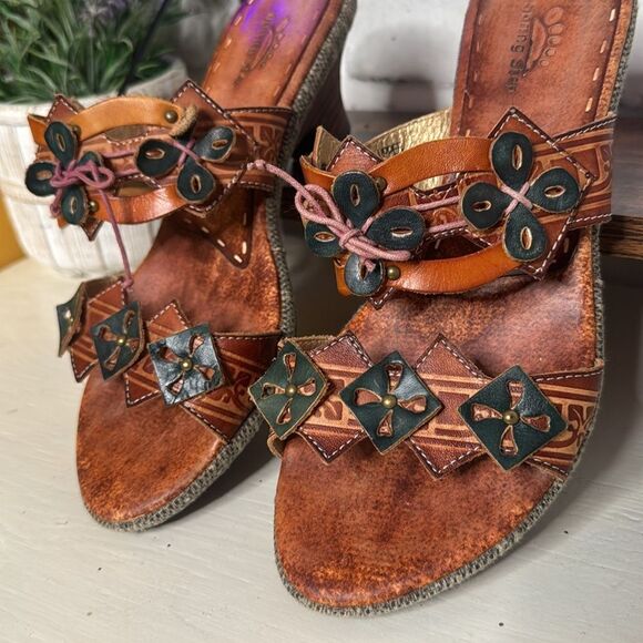 Spring Step Leather Savory Sandals Boho Hippie Size 38 7.5 8 - Picture 4 of 11